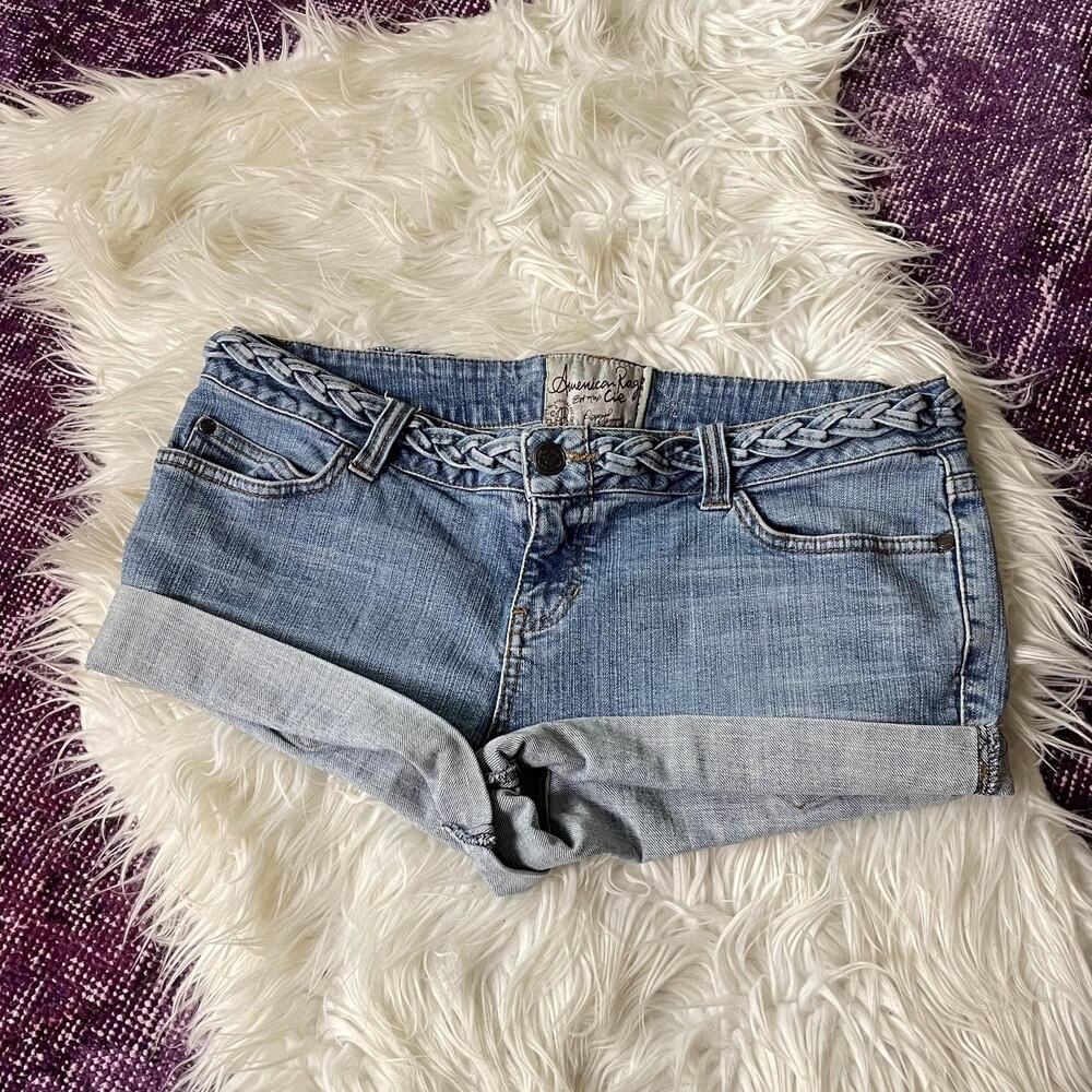 Y2K vintage 2000s low rise denim short shorts mcbling boho western | size 13